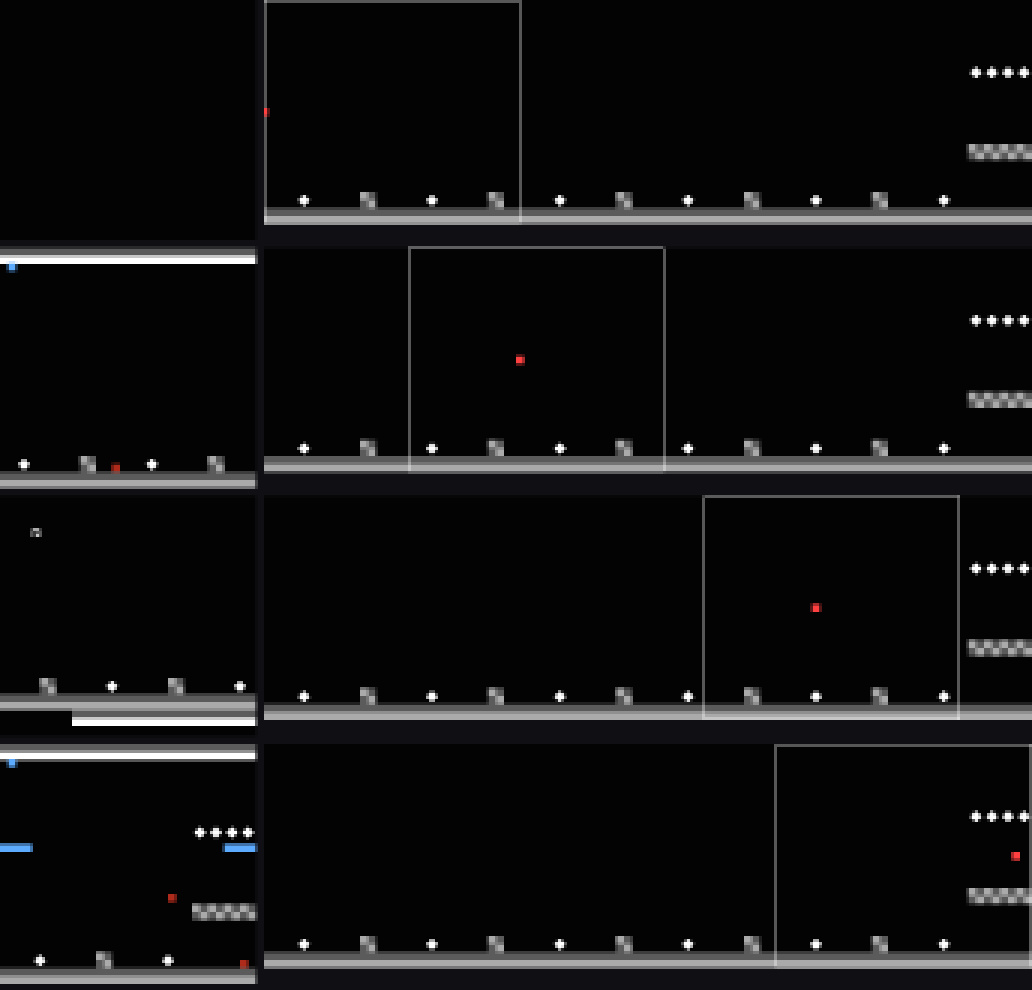 RetroForge full-level reconstruction: console output on the left, and on the right the whole level decoded from ROM with the current viewport outlined